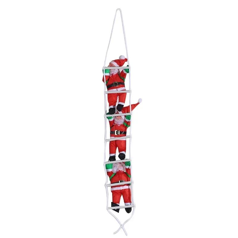 Santa Climbing Ladder Doll Christmas Tree Ornament Door Wall Hanging Decoration Indoor Holiday Gift
