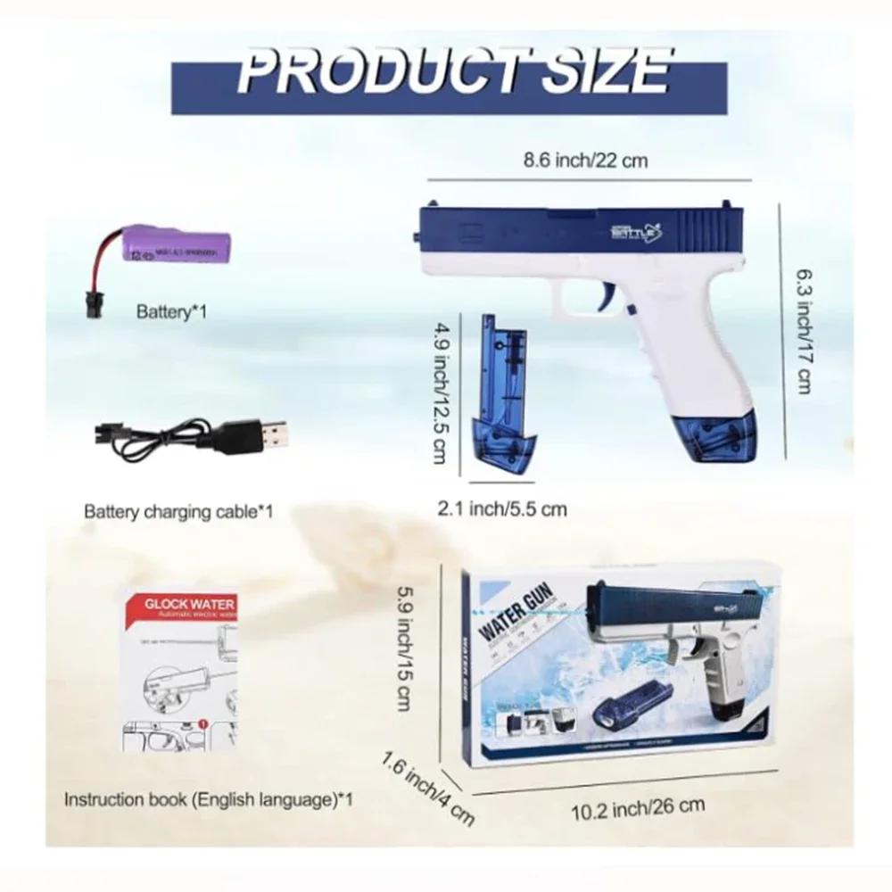 Full Automatic Electric Water Gun Toy-Spurt Pistol Shooting Game for Summer Beach Pool Ideal Water Toy Gifts for Kids Boys Girls