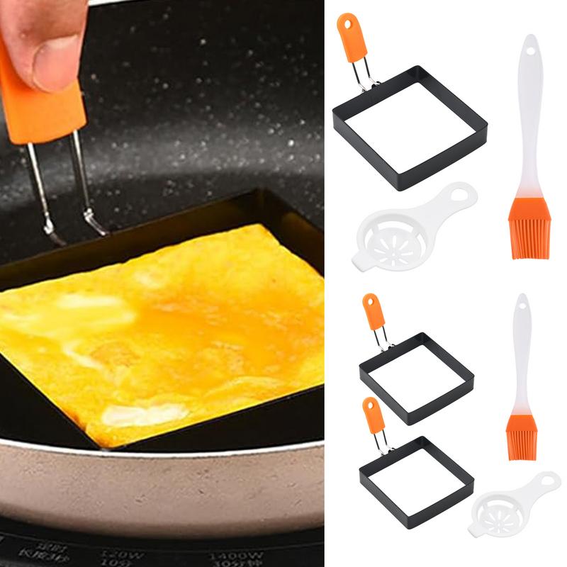 Professioneller Edelstahl-Spiegelei-Ring Antihaft-Eierpfannkuchenform Quadratische Eierbratform mit Verbrühschutz-Design