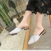 2025 New High-heeled Hot Diamond Bag Head Slippers Pointed Thick Heel Sexy Slippers Women's Catwalk Women's Shoes Wear Cool Slippers