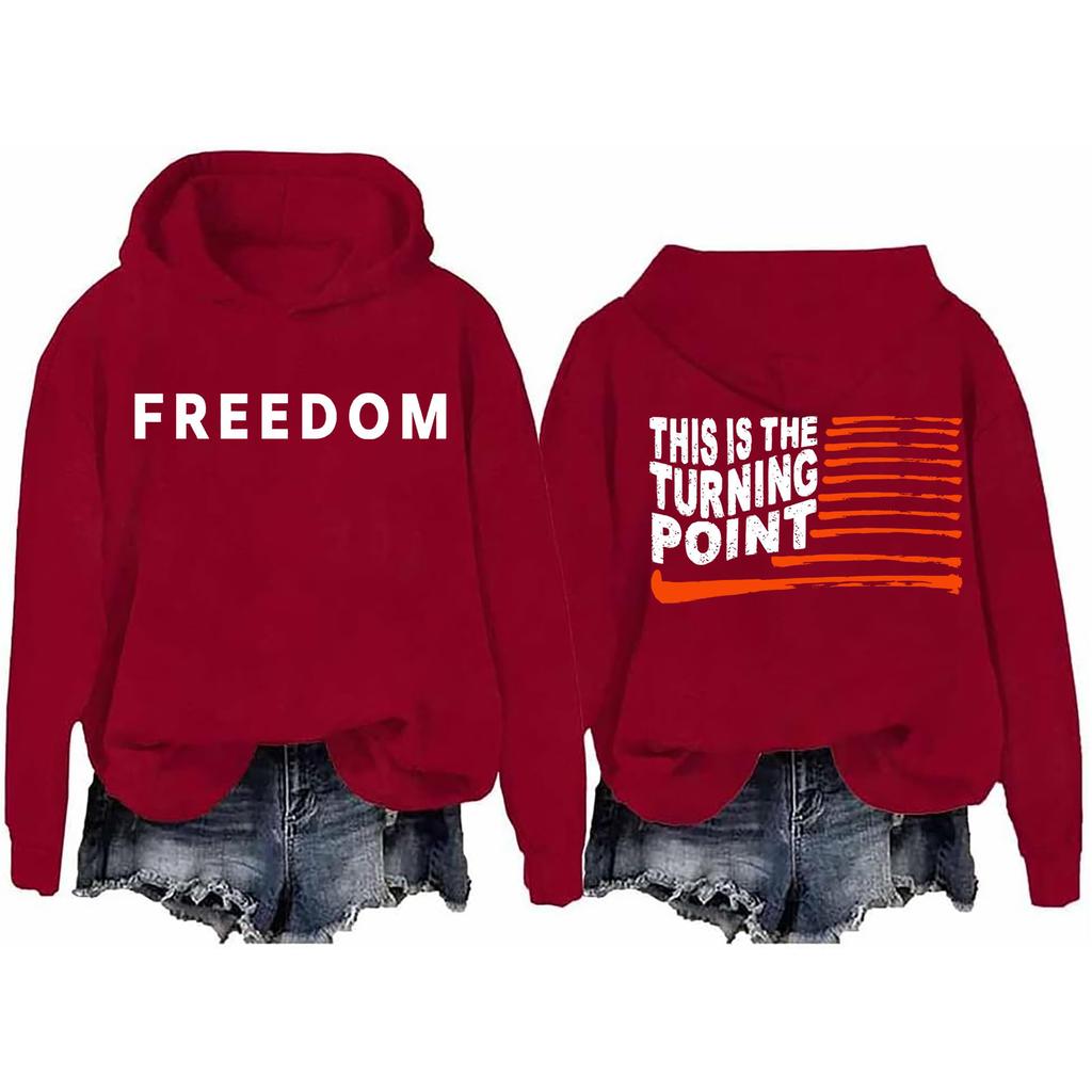 Ladies Fashion Casual Long Sleeve Printed Round Neck Hoodie Pullover Top