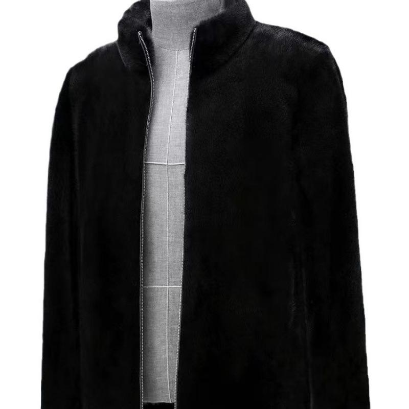 Men's Winter New Imitation Mink Coat Brown Imitation Mink Fleece Fur Coat Social Blue