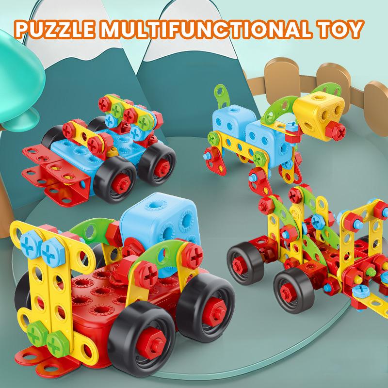 Kids Building Blocks Set Electric Drill Assembly Screw Toy Puzzle Multifunctional Educational STEM Toys for Boys Girls Birthday