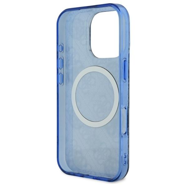 Guess Guhmp16Lh4Pyeeb Iphone 16 Pro 6.3 Niebieski/Blue Hardcase Iml Peony On 4G Background Magsafe