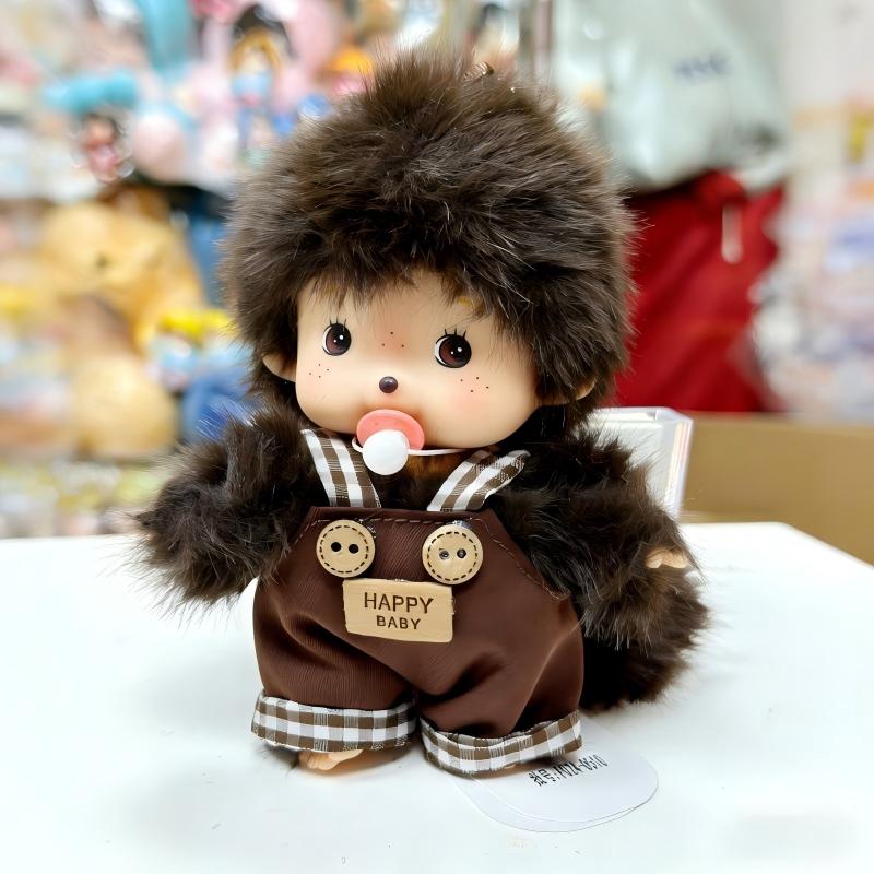 Monchhichi Key Ring Pendent Plush Adorable Cartoon Doll Backpack Ornaments Mengqiqi Bag Charms Plush Monkey Keyrings Birthday Gift