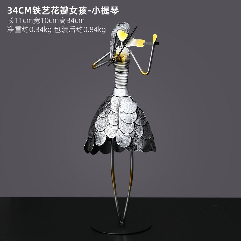 European Wrought Iron Musician Model Craft Study Desk Decoration Abstract Band Figure Sculpture Bookcase Ornament Desktop Decor