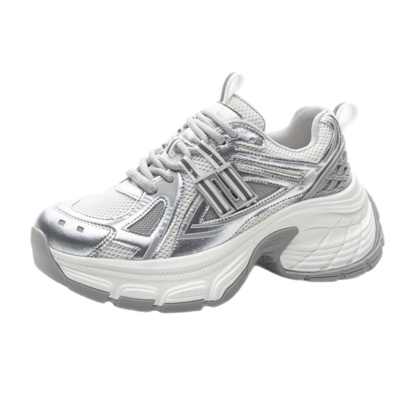 

Customized silver platform blue whale dad shoes 25 spring new breathable mesh sneakers heightening casual shoes children 40