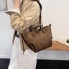New Womens PU Leather Shoulder Bags Retro Tote Bag Autumn Winter Suede Large Capacity Shoulder Bag Versatile Commuting Bag