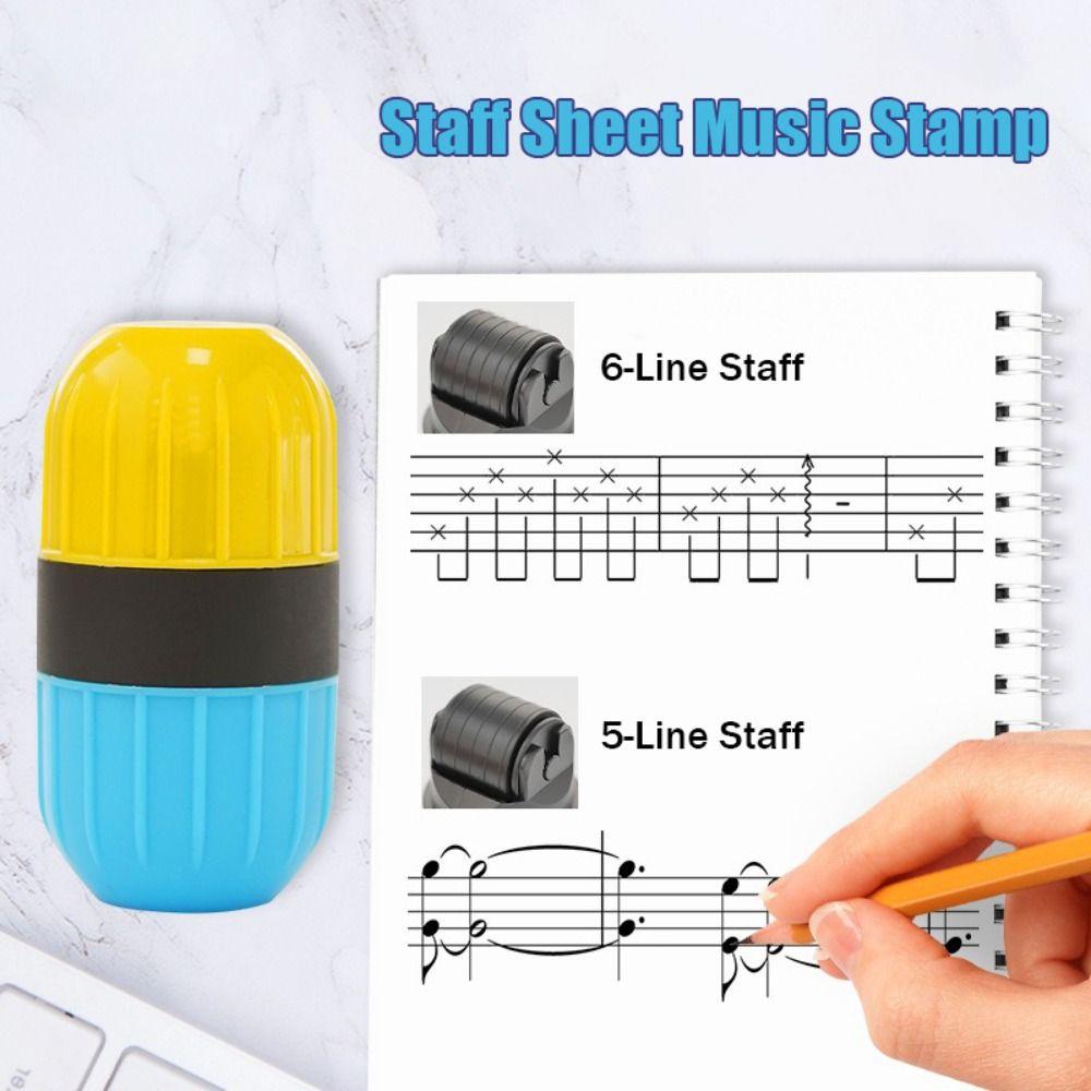 Dual-spectrum Staff Sheet Music Stamp 5-Line 6-Line Staff Staff Roller Hand Stamps  Teaching Tools
