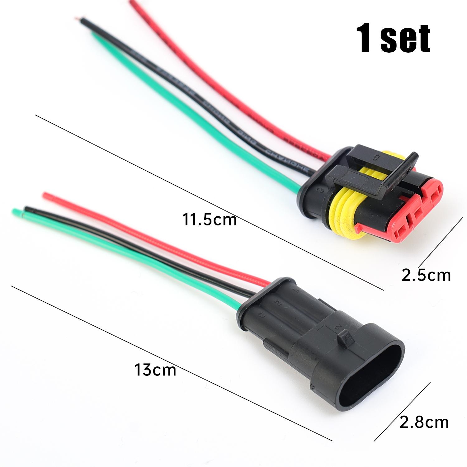 3P 1.5 Series HID Waterproof Electrical Auto Connector Male Female Plug with Wire Cable Harness for Car Motorcycle Accessories