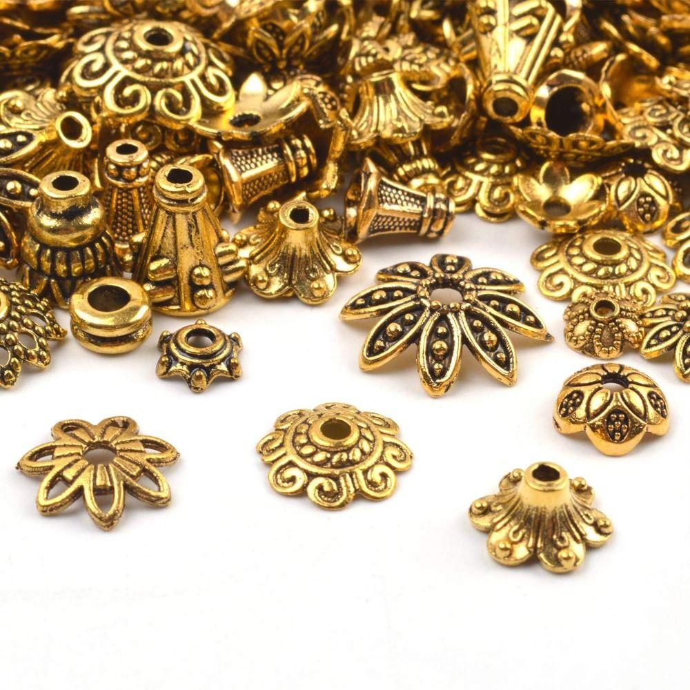 Alloy Bead Caps for Jewelry Making Flower Ornament Caps DIY Craft Gold Metal Beads  Jewelry Making