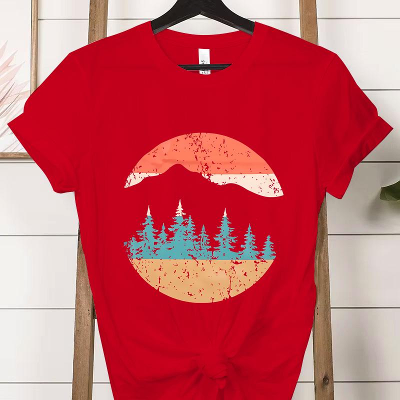 Vintage Adventure Mountain Graphic T Shirts Women Funny Nature Lover Gift Classic Tops Woman Adventure Outdoors Mountain Tshirt
