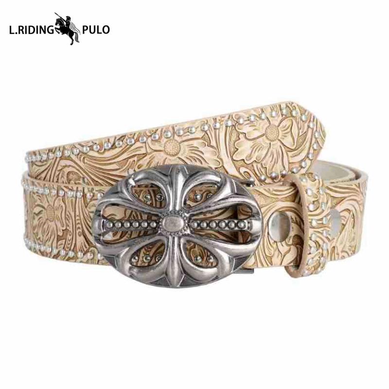 Classic Embossed Color Changing Western Cowboy Belt Buckle Belt Edge Smooth Buckle Personality Belt