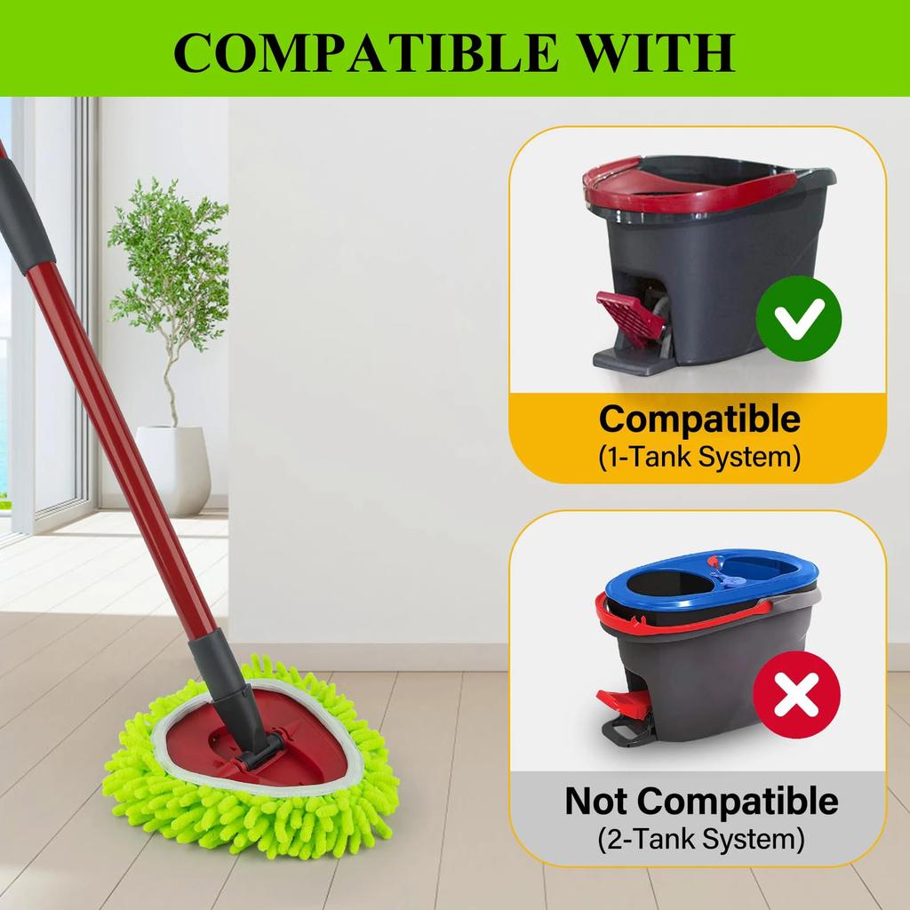 Chenille Staubwischer Wischkopf Kompatibel mit O-Cedar/Vileda Mop Easywring 1-Tank-System, Mikrofaser Chenille Wischbezüge