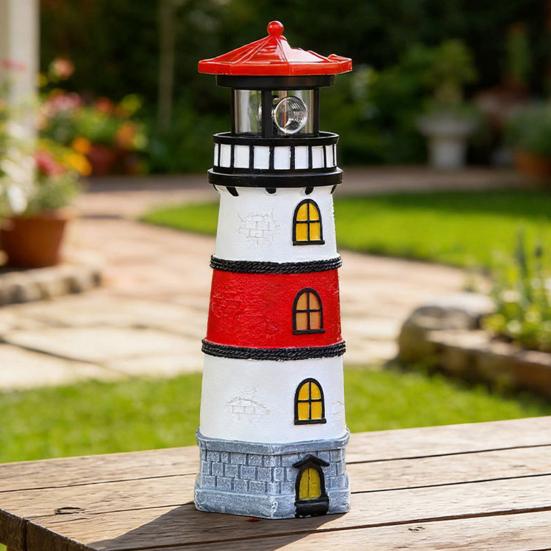 Solar Lighthouse Statue Light, Decorative Solar Garden Light, Waterproof Outdoor Solar Lighthouse Lamp for Patio Lawn Pathway