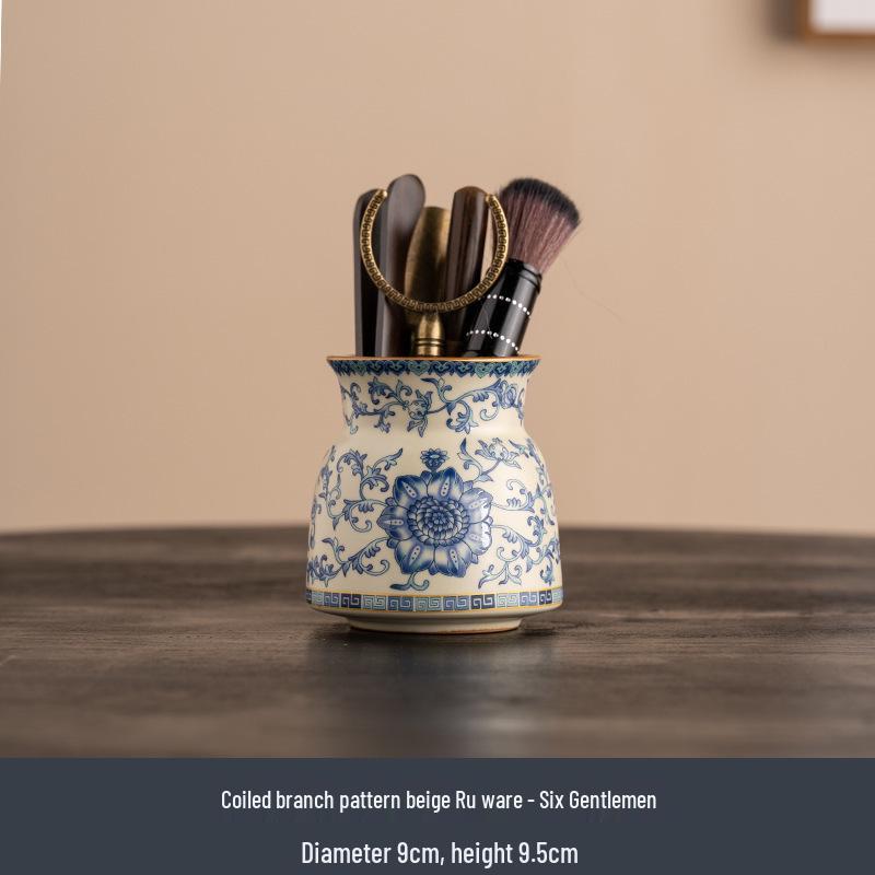 Qinghua Ru Kiln Ceramic Tea Caddy - High-End Moisture-Proof Storage for Green, White, and Pu-erh Tea, Chinese Style Sealed Jar