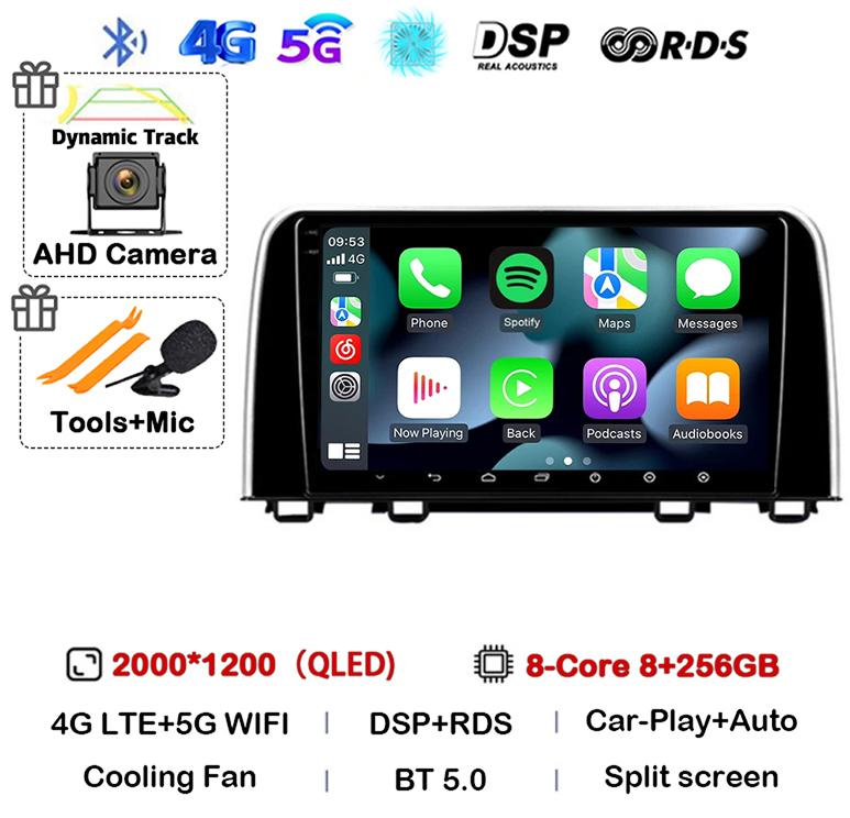 Android 14 Carplay Auto Car Radio For Honda CRV 2016 2017 2018 2019 2020 2021 Multimedia Video Player GPS Stereo WIFI Head Unit