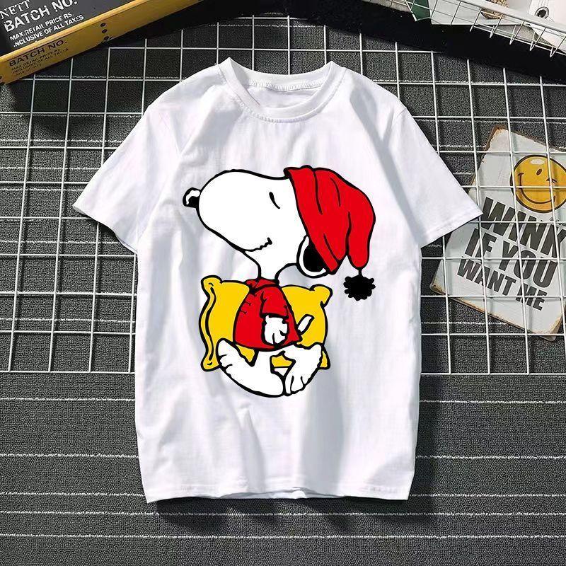 Funny Summer Fashion Snoopy Cartoon Printed Men's and Women's T-Shirts High Quality Cotton Casual Sports Short Sleeves Tops