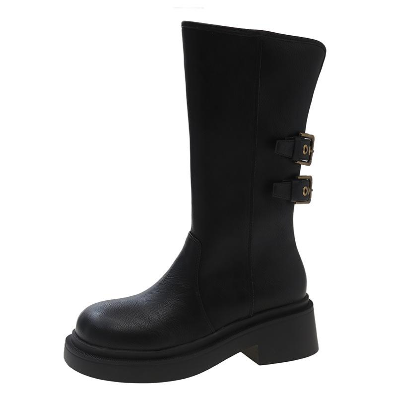 

Коричневі чоботи Maillard, жіночі 2024, нові ковбойські чоботи вестерн на товстій підошві, ретро, ​​високі лицарські черевики 40 чорний