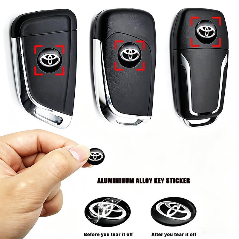 14mm 15mm Car Remote Key Sticker Aluminum Emblem Decoration Decal For Toyota Hilux Aygo Yaris Ractis Corolla Camry Auris Tacoma