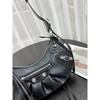 New high-end locomotive bag pleated rivet crescent bag Spice girl bag crossbody shoulder handbag bag female