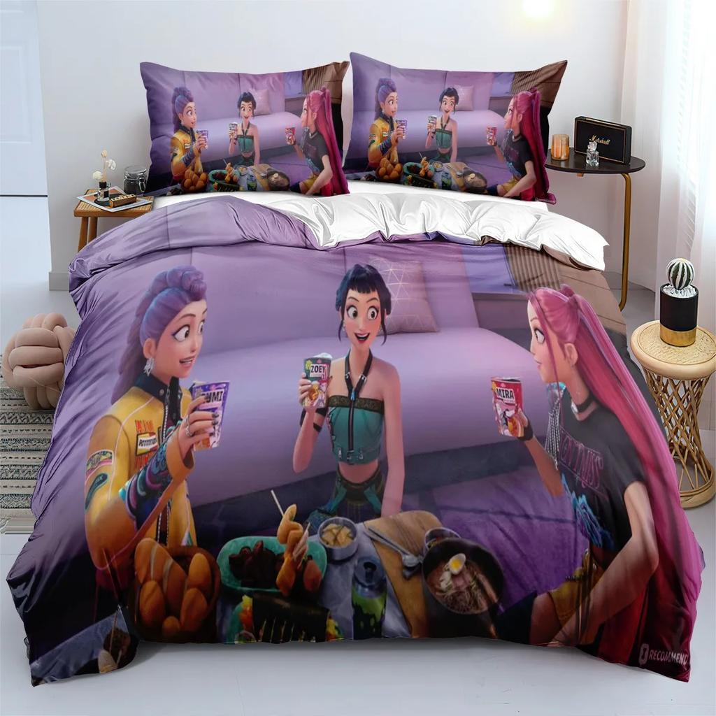K-Pop D-Demon Hunters Anime Duvet Cover Polyester Cover Set Bedding Comforter Sets King Size 3D Children'S Bedding Set