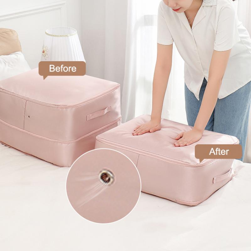 Compression Duvet Storage Bag Large Capacity Closet Cabinet Organizer Storage Pouch Ultra Space Saving Self Compression Organizer