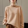 100% Pure Wool Women's High Neck Thick Raglan Sleeve Sweater - Loose Fit Base Layer Knitwear