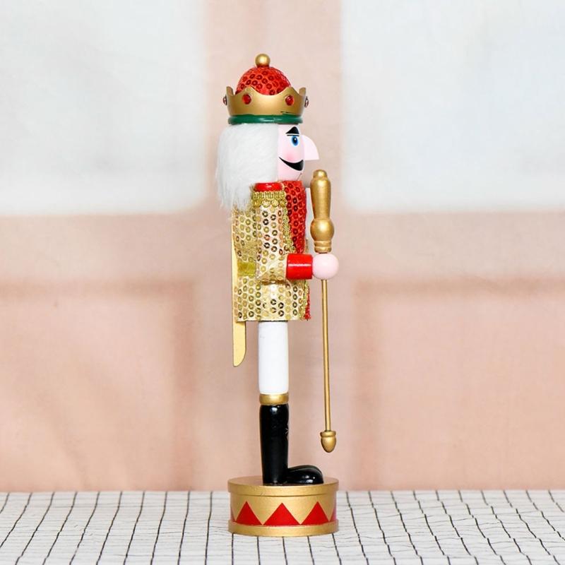 Christmas Nutcrackers Ornament Small Wooden Soldier Christmas Decorations Nutcrackers Figure Ornament for Table Shelf