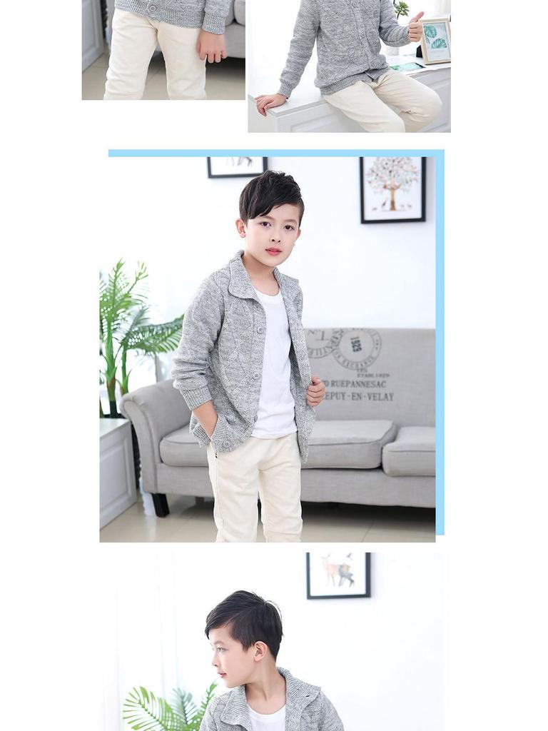 Children's High Neck Wool Cardigan - Warm Knitted Sweater for Autumn/Winter, Sizes 2-11 Years