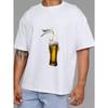 Weißes T-Shirt Bier Einschenken Grafikdesign Freizeitkleidung für Herren Sommeroutfits Partykleidung