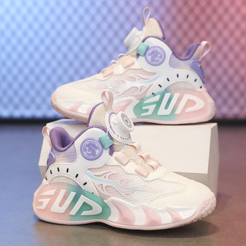 Boys and Girls Sports Shoes Children's Basketball Shoes Friction Sound Spring and Summer New Mesh Breathable Lightweight Training Shoes