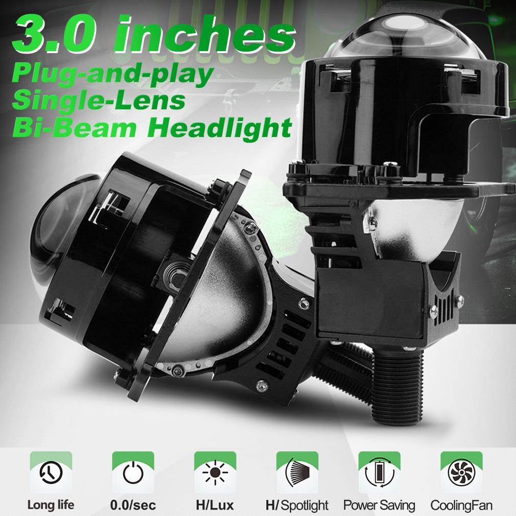 2 st 3,0 tums Bi LED-projektorlins Haloljus H4 H7 9005 HB3 9006 HB4 Bilstrålkastare Hella 3R Änglaögon Hög-Lågstråle LED Autolampssatser