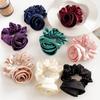 Flower Design Korean Hair Bands Satin Material Big Flower Scrunchies Satin Hair Rope  Korean Style