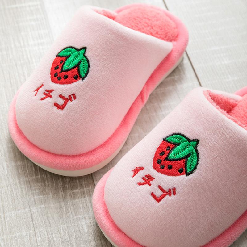 Children's Slippers Baby Non-Slip Shoes Cute Fruit Pattern Kids Cotton Slippers Winter Warm Home Footwear