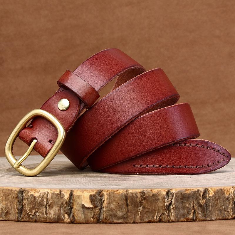 2.8Cm Wide Belt Women'S Leather Pin Buckle First Layer Cowhide Retro Fashion Versatile Trend Korean Jeans Belt