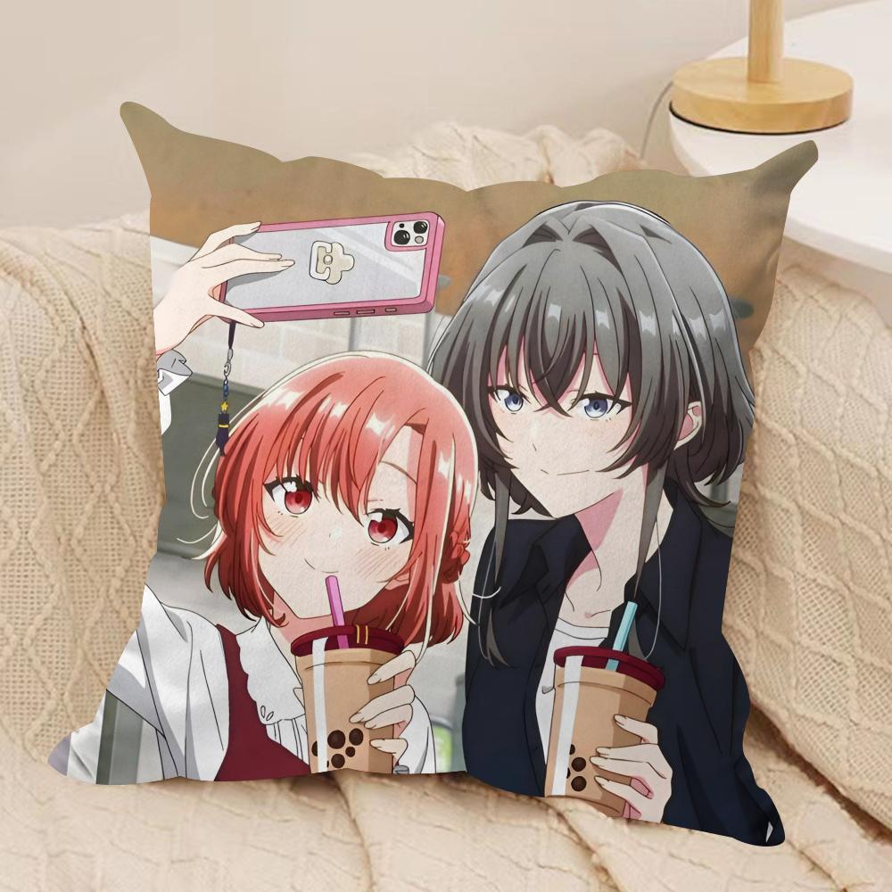 Hikikomari Kyuuketsuki no Monmon Cushion Cover Soft Plush Fabric Double-Sided Printed Sofa Cushion Cover for All Seasons Decor