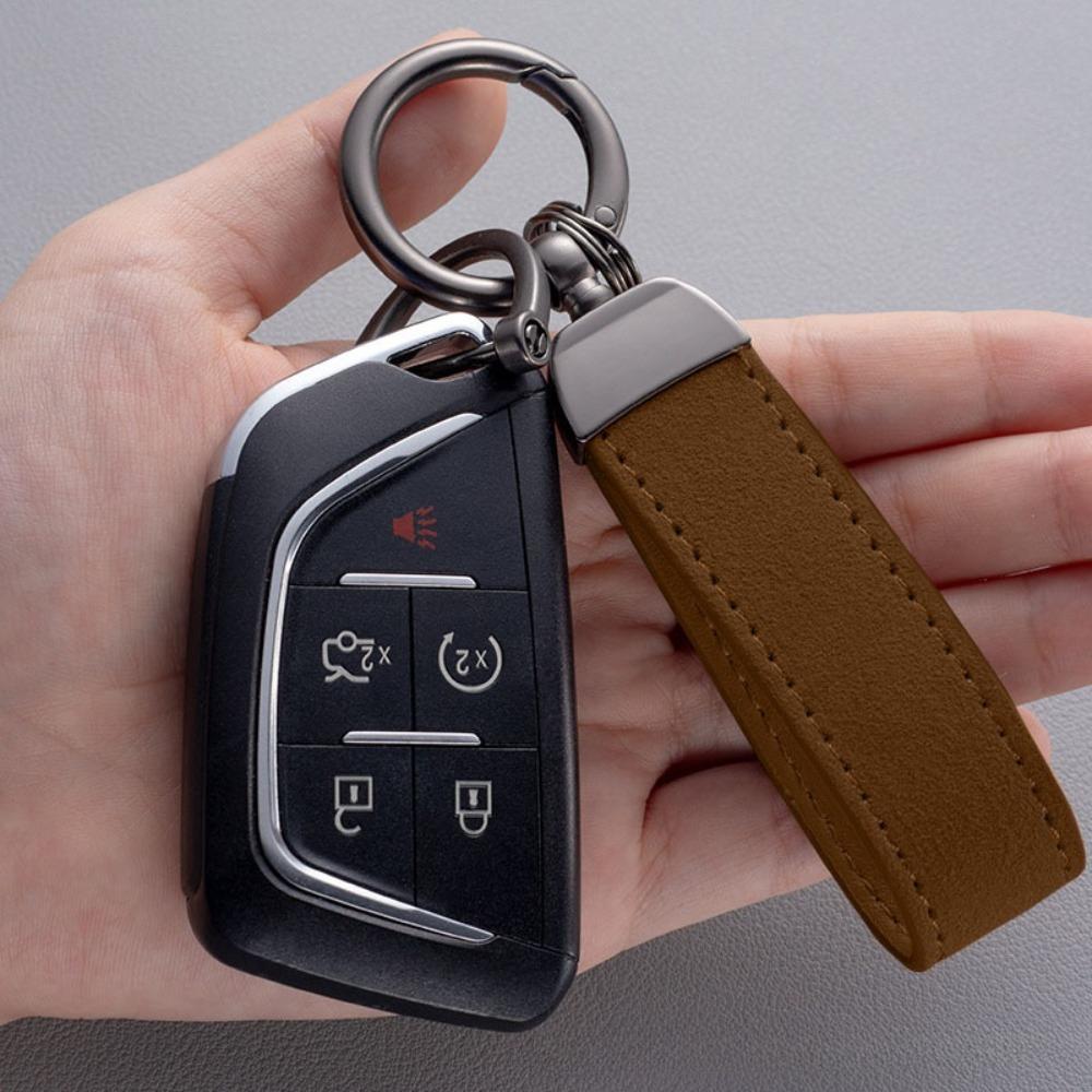 Simple Fashion Suede Leather Rope Metal Horseshoe Buckle Keychain Ring for Women Men Backpack Waist Hanger Jewelry Accessories
