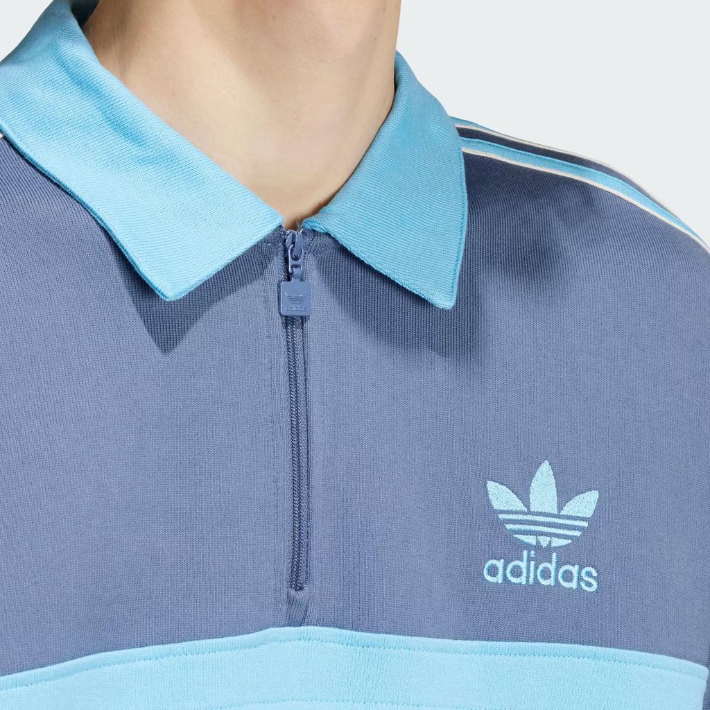 Adidas Originals Collared Sweatshirt With Three Stripes And Half-Zip Men Tops Ink-Blue IS2147
