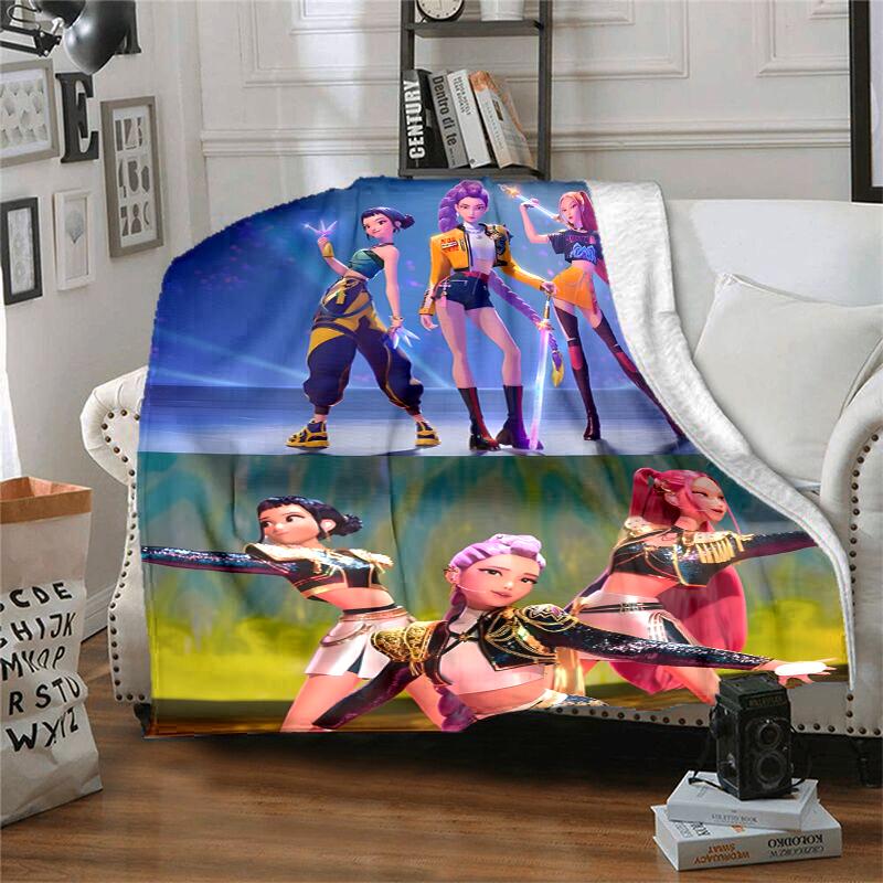 KPOP Hunter Flannel Blanket Soft Warm All-Season Throw, Design for Camping, Car Travel, Hiking Sofa, Bed, Office Perfect Gift for Parties
