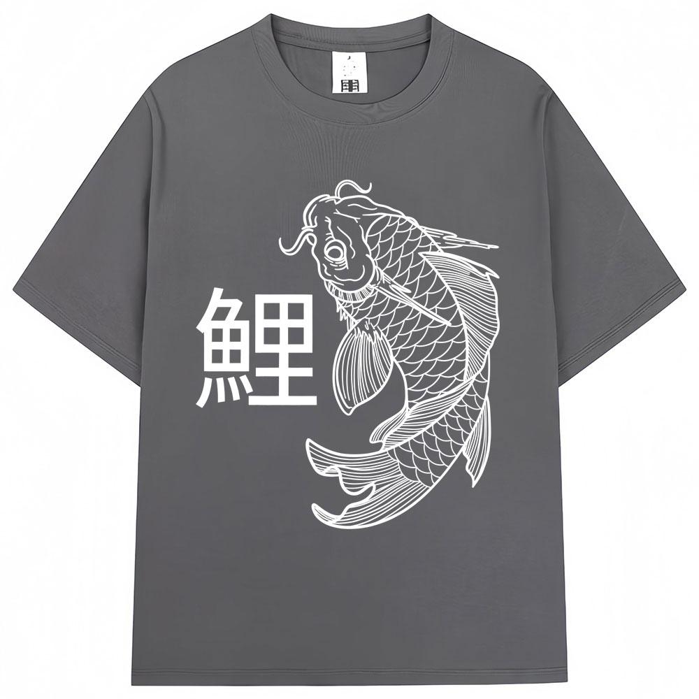 Japanese Style Koi Sign Graphic Tshirts Men Women Fashion Classic Y2k Short Sleeve Oversized Cotton Casual T Shirts Streetwear
