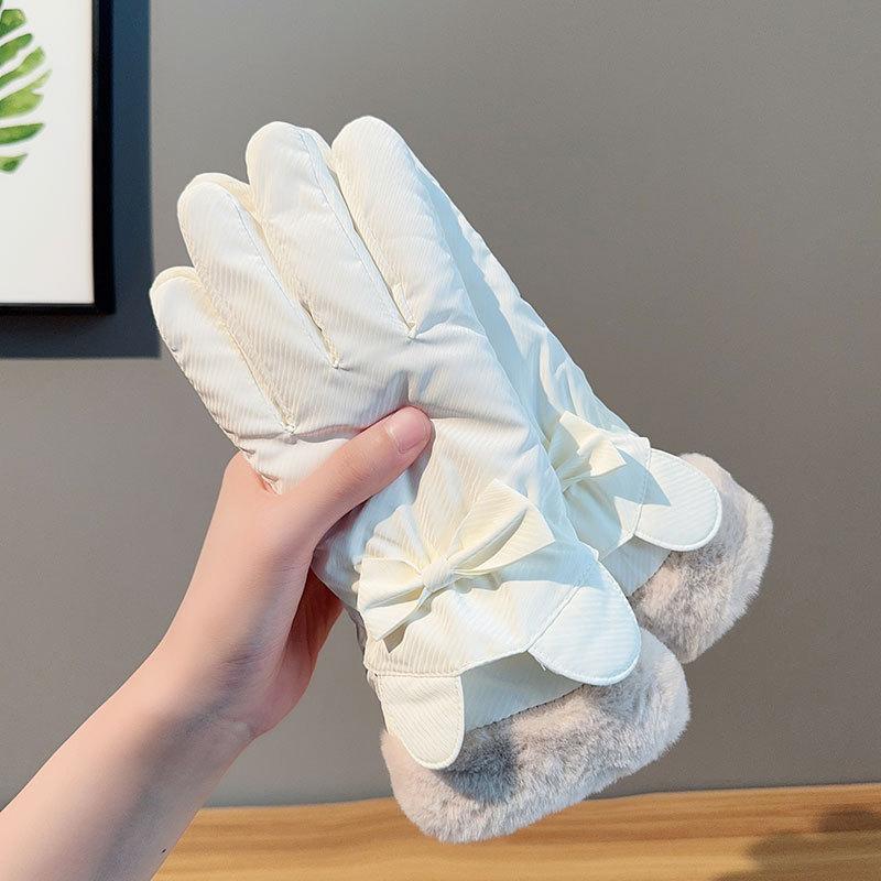 

1 пара зимних мягких плюшевых перчаток с манжетами, плюс бархатные утолщенные теплые водонепроницаемые перчатки с сенсорным экраном, осенне-зимние, ветрозащитные, для велоспорта