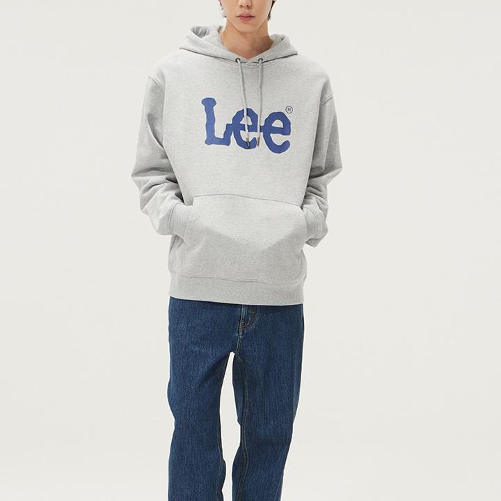 Korean Style Letter Print Simple Long Sleeve Hoodie Men hoodies Gray LE2403HD01GR
