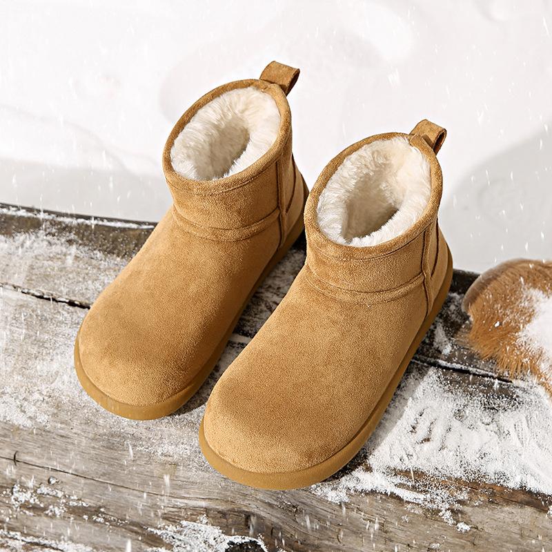 Women's Large Size Soft Sole Cold Resistant Winter Warm Anti-slip Fur One Snow Boots Padded Lined Ankle Boots Anti-slip Sports Cotton Boots