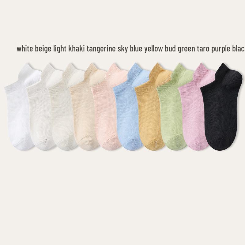 

Женские дышащие носки-лодочки с низким вырезом - Тонкие, однотонные, короткие для весны, лета и осени White