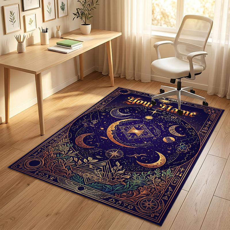 Ethereal Skull Theme Soft Crystal Velvet Rug Custom Name & Text Print Non Slip Floor Rug for Bedroom Living Room