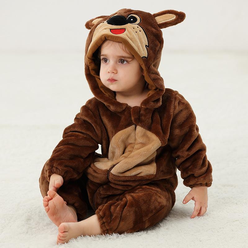 MICHLEY New Autumn and Winter Flannel Climbing Clothes Baby Pajamas Children's Class A Flannel Animal Onesie