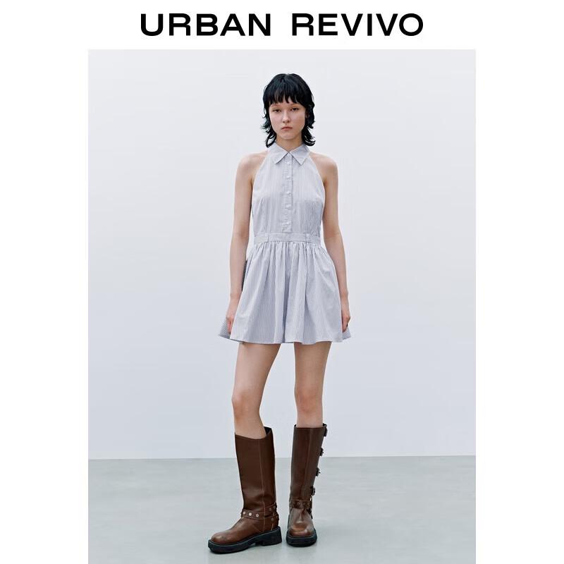 

UR2025 Women s Striped Polo Sleeveless A-Line Dress L