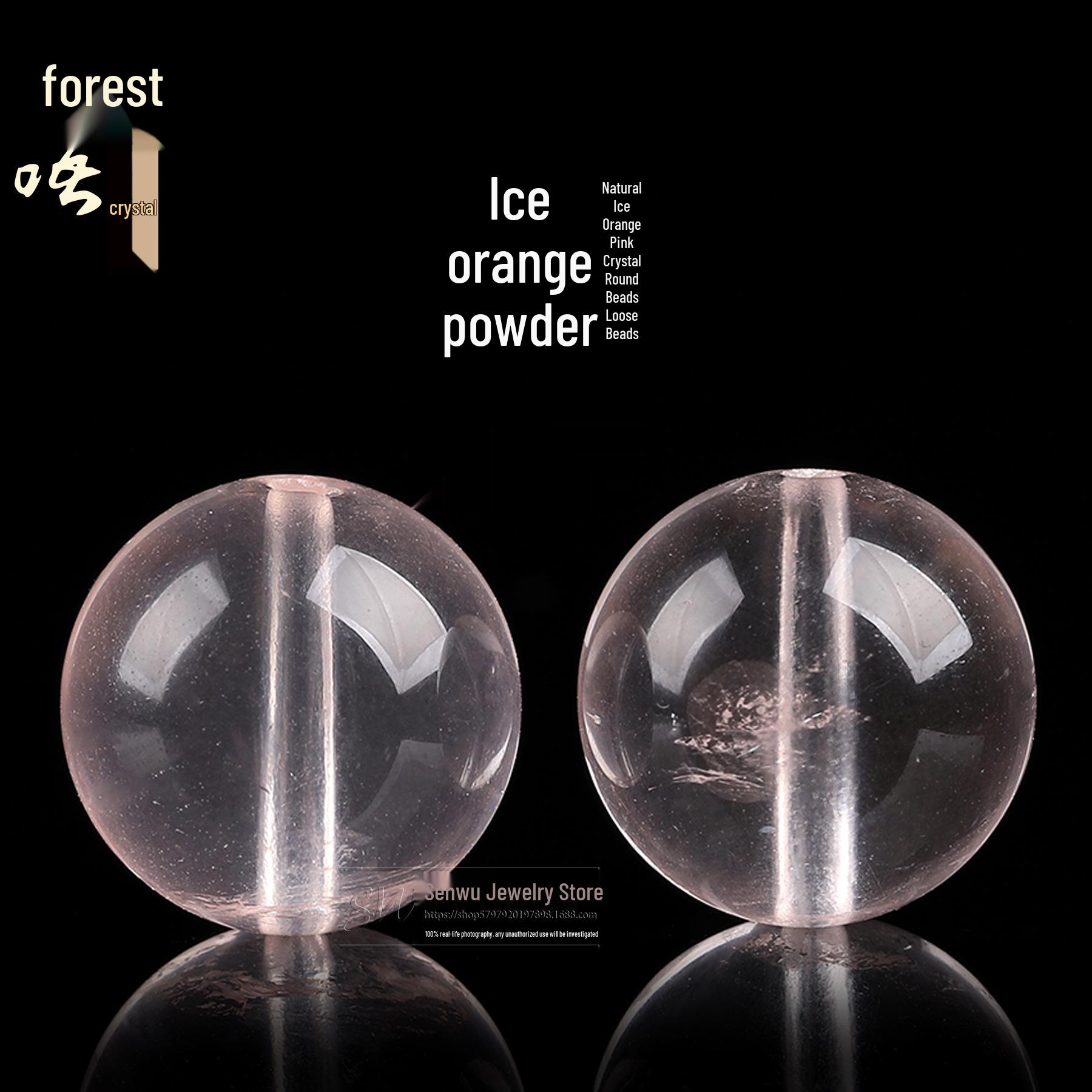 Natural Ice Orange  Rose Quartz Round Beads for DIY Jewelry - Crystal Clear  Pink Quartz 8mm/piece
