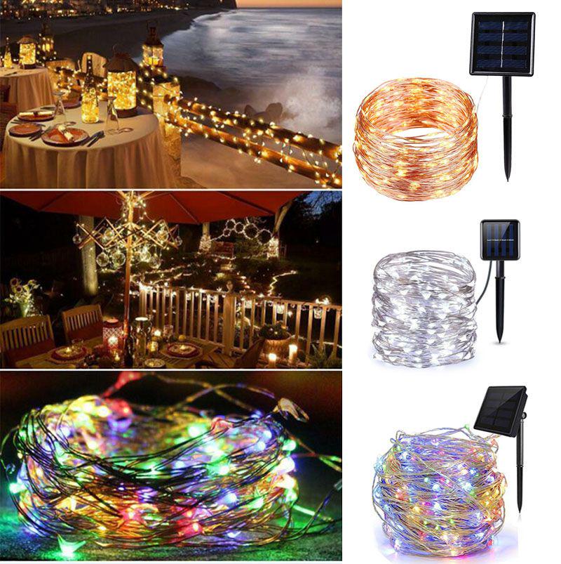 Solar Copper Powered Wire Lamp 50 100 Led 5m10m Copper Wire Light Xmas String